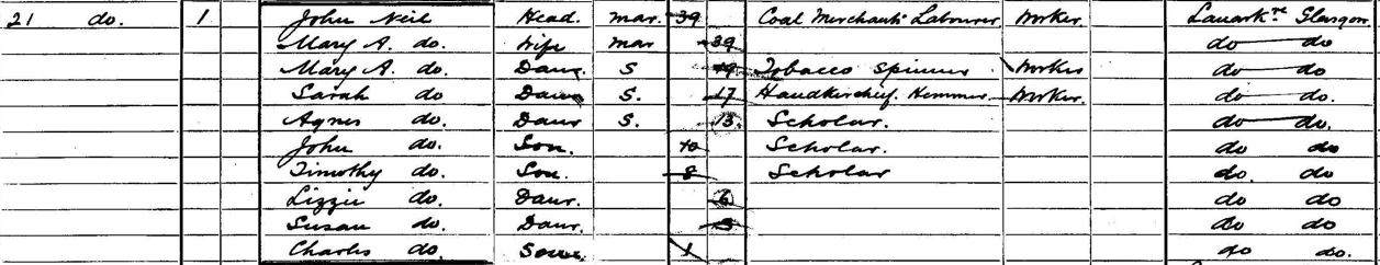 Source_ N177. downloaded image of 1901 Census Return for 21 Salisbury Street, Gorbals.