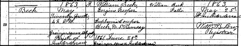 Birth Registration of Infant Beck