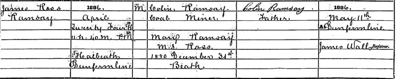 Birth of James Ross Ramsay b. 24 Apr 1886