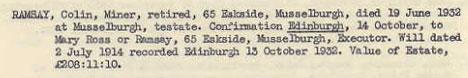 Colin Ramsay Will and Probate